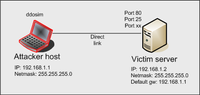 Network configuration for DDOS simulation